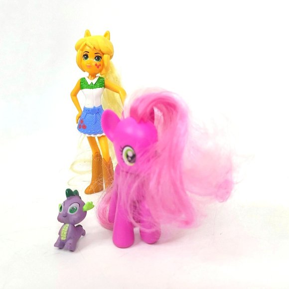 My Little Pony Equestria Girls Applejack Cheerilee Spike Figures Lot Of 3 - Picture 2 of 7